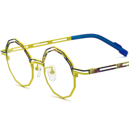 Titanium Polygon Optical Glasses Frame Print Design - Yellow - MCROONS