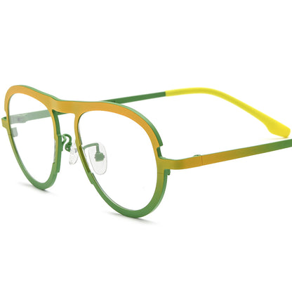 Colourful Titanium Aviator Optical Glasses Frame - Matte Yellow Green Frame - MCROONS
