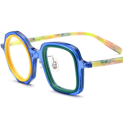 Retro Irregular Acetate Optical Glasses Frame - Blue - MCROONS