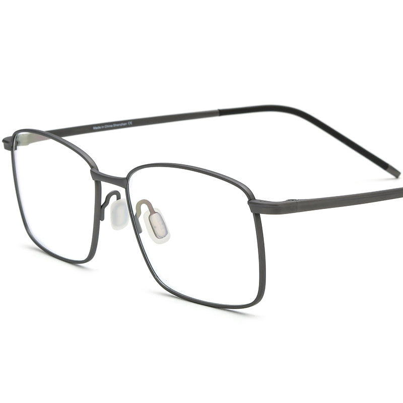 Designer Lightweight Square Titanium Glasses - Gray - MCROONS