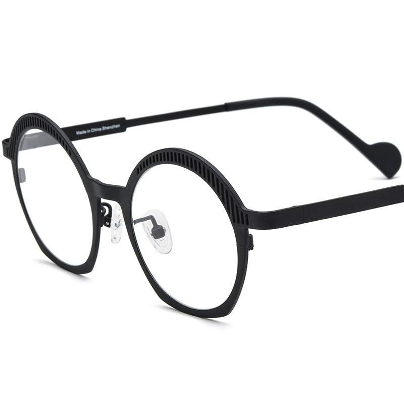 Titanium Oval Optical Glasses Frame Fashionable - Black - MCROONS