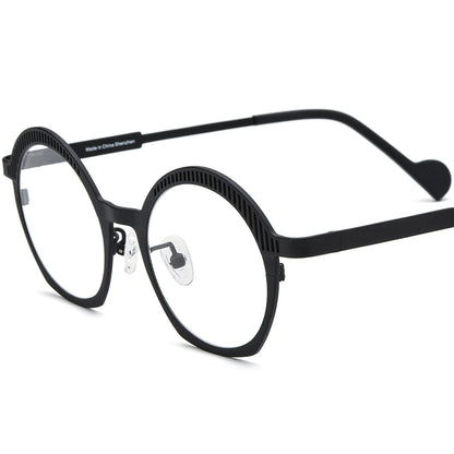 Titanium Oval Optical Glasses Frame Fashionable - Black - MCROONS
