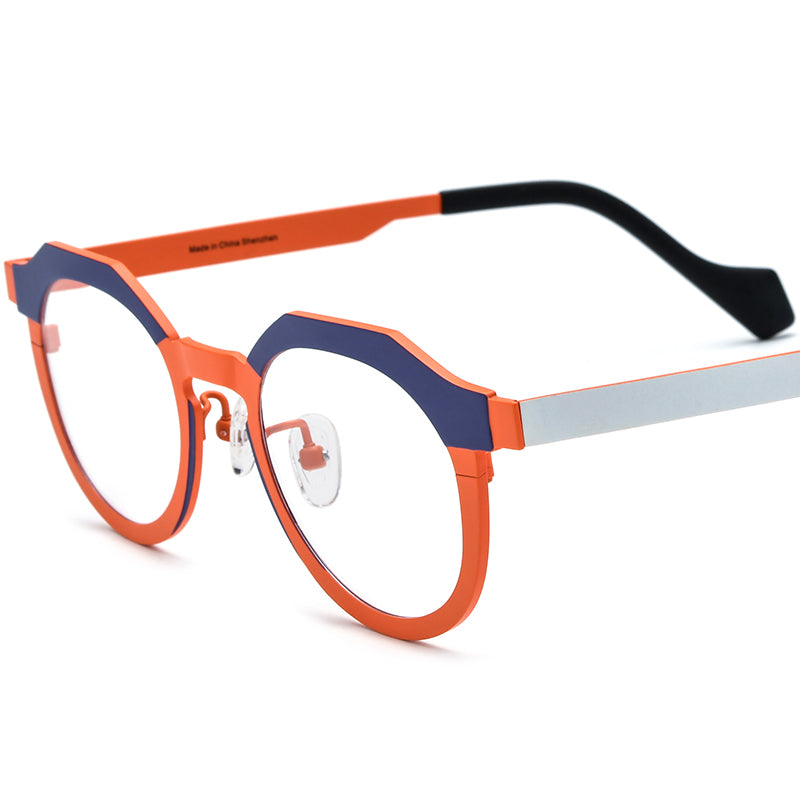 Colourful Titanium Cat Eye Optical Glasses Frame Retro - Matte Blue Orange - MCROONS