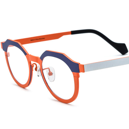 Colourful Titanium Cat Eye Optical Glasses Frame Retro - Matte Blue Orange - MCROONS