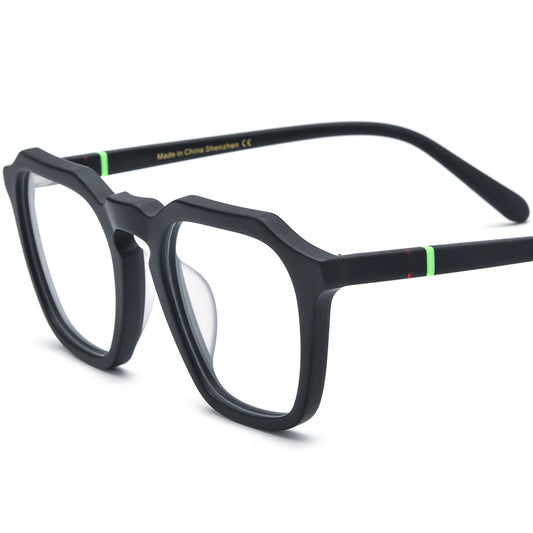 Vintage Matte Acetate Square Optical Glasses - Black Frame - MCROONS