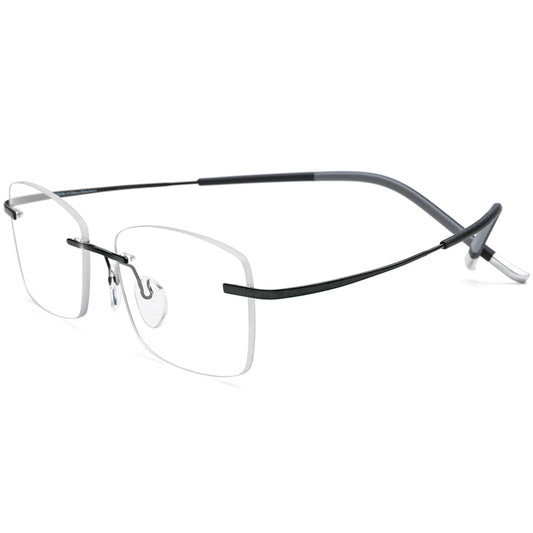 New Brand Design Titanium Frameless Square Optical Glasses - Black - MCROONS