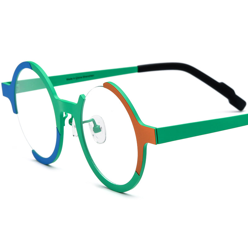 Colourful Titanium Round Optical Glasses Frame Retro - Matte Light Green - MCROONS