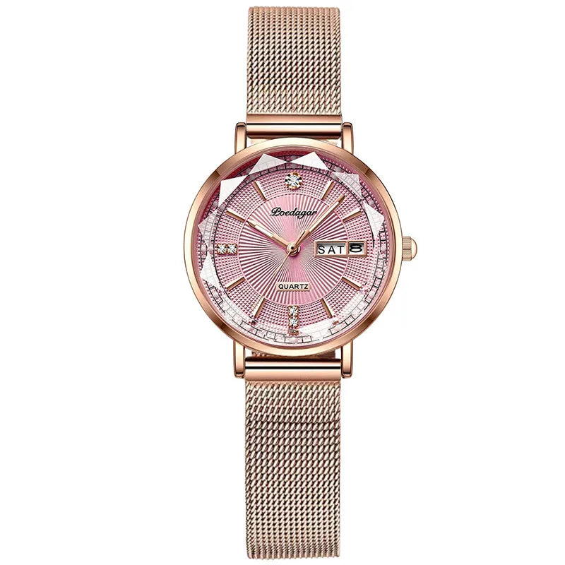 Poedagar 3013 Women's Luxury Quartz Watch – Stainless Steel Band, Waterproof, Date