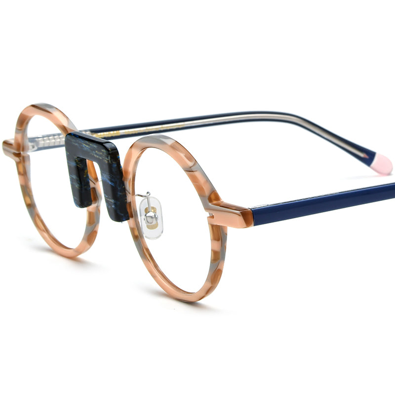 Acetate Round Optical Glasses Frame Retro - Brown - MCROONS