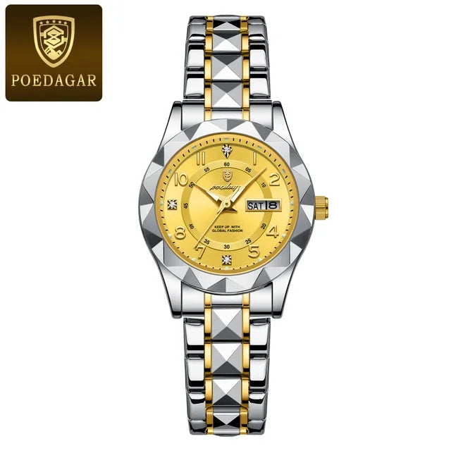 Poedagar 782 Women's Luxury Quartz Watch – Stainless Steel Band, Waterproof, Luminous, Date