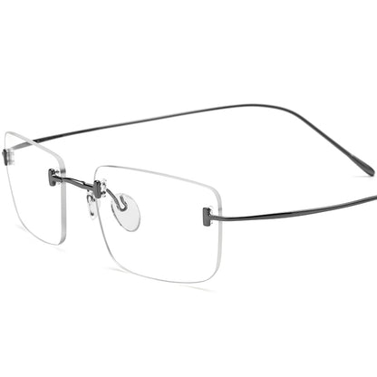 Titanium Square Optical Glasses Frame Rimless Gradient - Gray - MCROONS