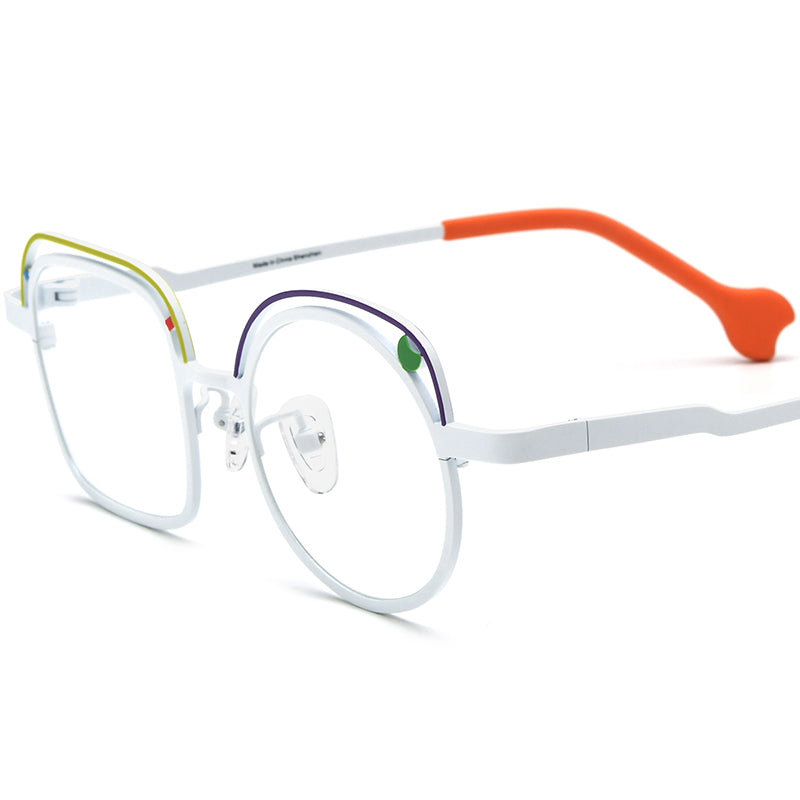 Titanium Square Optical Glasses Frame Retro Fashion - White - MCROONS
