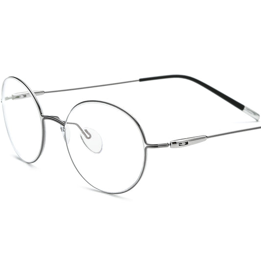 Designer Screwless Titanium Round Optical Glasses - Grey - MCROONS