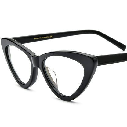 Designer Cat Eye Acetate Optical Glasses Frame - Black - MCROONS