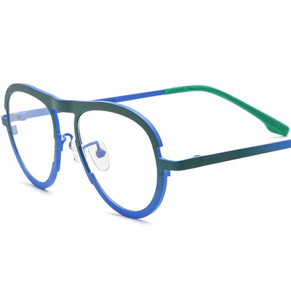 Colourful Titanium Aviator Optical Glasses Frame - Matte Green Blue Frame - MCROONS