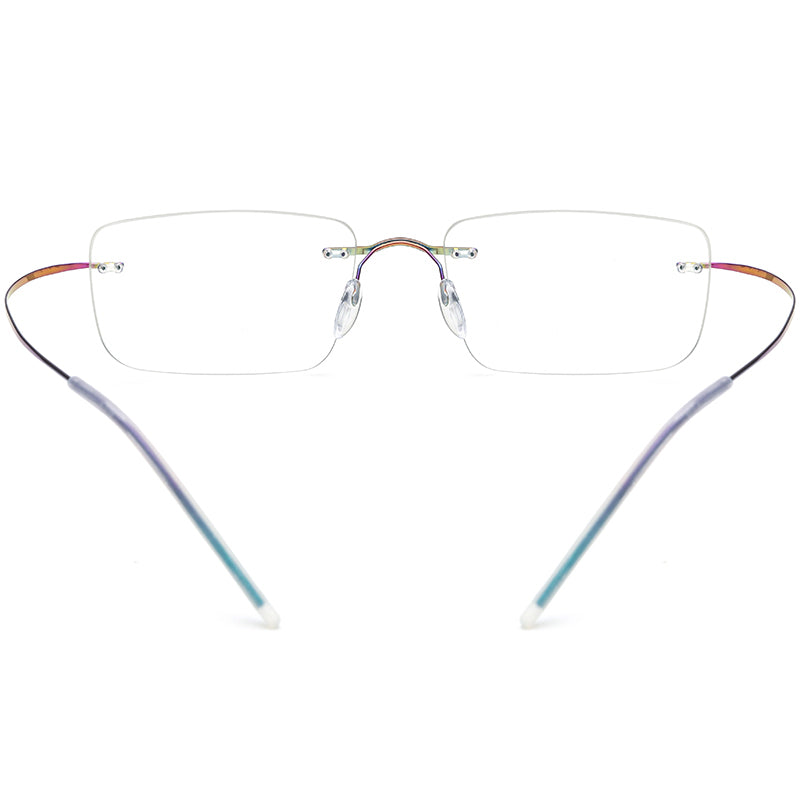 Rimless Titanium Square Optical Glasses Frame - MCROONS - back view