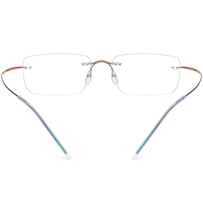 Rimless Titanium Square Optical Glasses Frame - MCROONS - back view