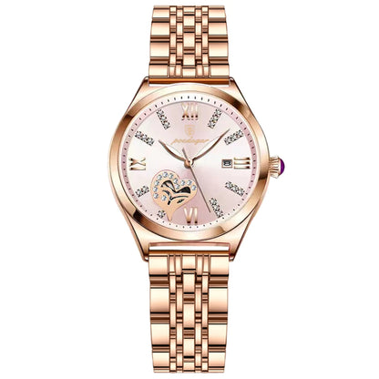 Poedagar 320 Women's Luxury Quartz Watch – Stainless Steel Band, Waterproof, Luminous, Date