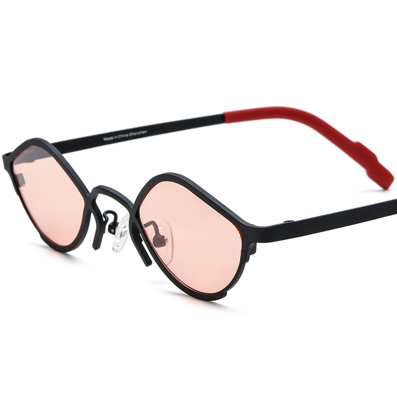 Colourful Titanium Small Cat Eye Polarised Sunglasses - Black - MCROONS