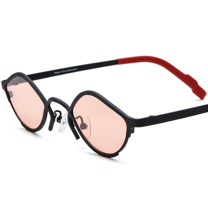 Colourful Titanium Small Cat Eye Polarised Sunglasses - Black - MCROONS