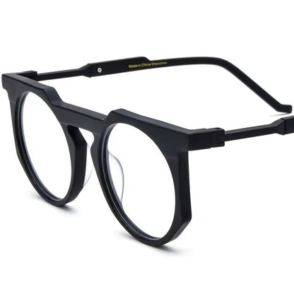 Oversized Round Multicolour Acetate Optical Glasses Frame - Black - MCROONS