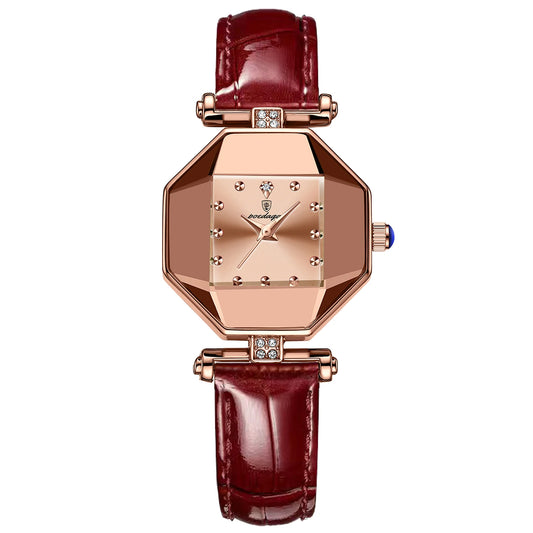 Poedagar 368 Women's Luxury Quartz Watch – Leather Strap, Waterproof