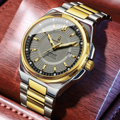 Poedagar C122 Men's Luxury Automatic Mechanical Watch – Stainless Steel Band, Waterproof, Luminous, Date