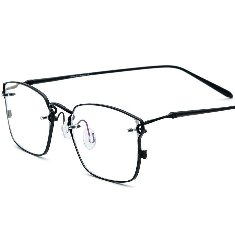 Designer Pure Titanium Square Optical Glasses - Black - MCROONS
