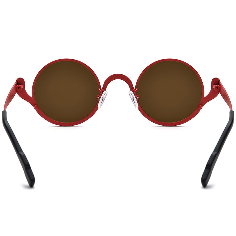 Multicolour Print Titanium Round Polarised Sunglasses - MCROONS - back view