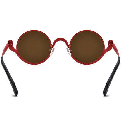 Multicolour Print Titanium Round Polarised Sunglasses - MCROONS - back view