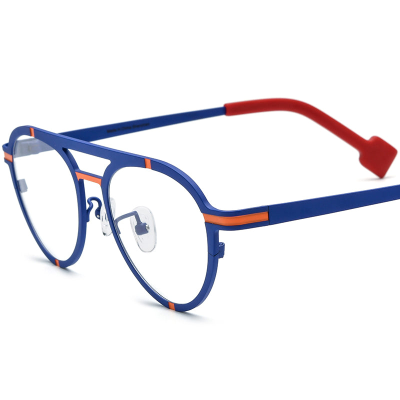 Colourful Titanium Pilot Optical Glasses - Matte Orange Blue - MCROONS