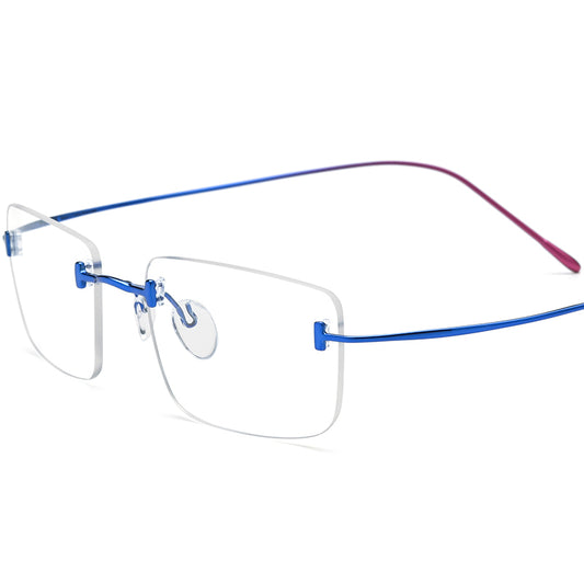 Titanium Square Optical Glasses Frame Rimless Gradient - Blue Gradient Pink - MCROONS