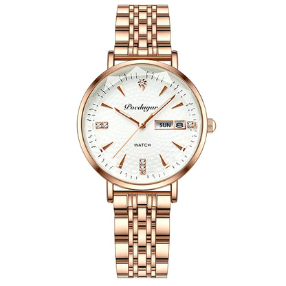 Poedagar 312 Women's Luxury Quartz Watch – Stainless Steel Band, Waterproof, Date
