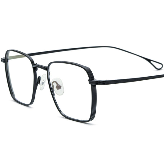 Designer Pure Titanium Square Optical Frame - Black - MCROONS
