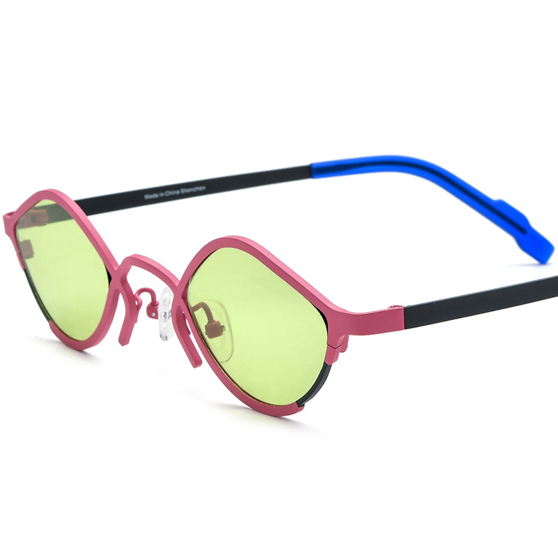 Colourful Titanium Small Cat Eye Polarised Sunglasses - Pink - MCROONS