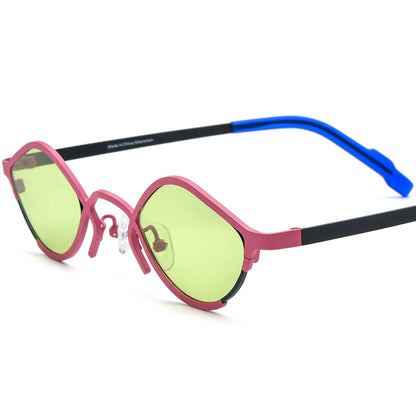 Colourful Titanium Small Cat Eye Polarised Sunglasses - Pink - MCROONS