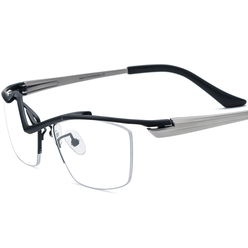 Titanium Square Optical Glasses Frame Lightweight - Black - MCROONS