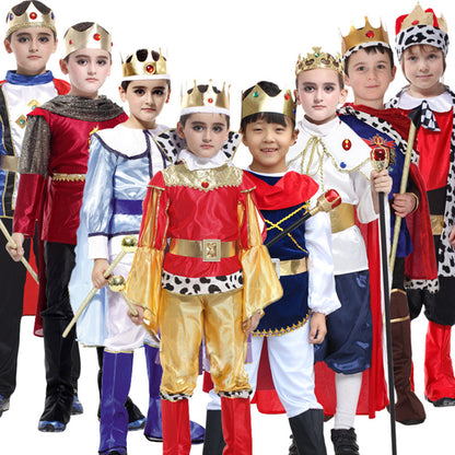 Little Prince King boys Halloween costume by MCROONS, featuring a regal crown and royal attire for kids.
