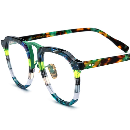 Classic Pilot Style Acetate Optical Glasses Frame - Green - MCROONS