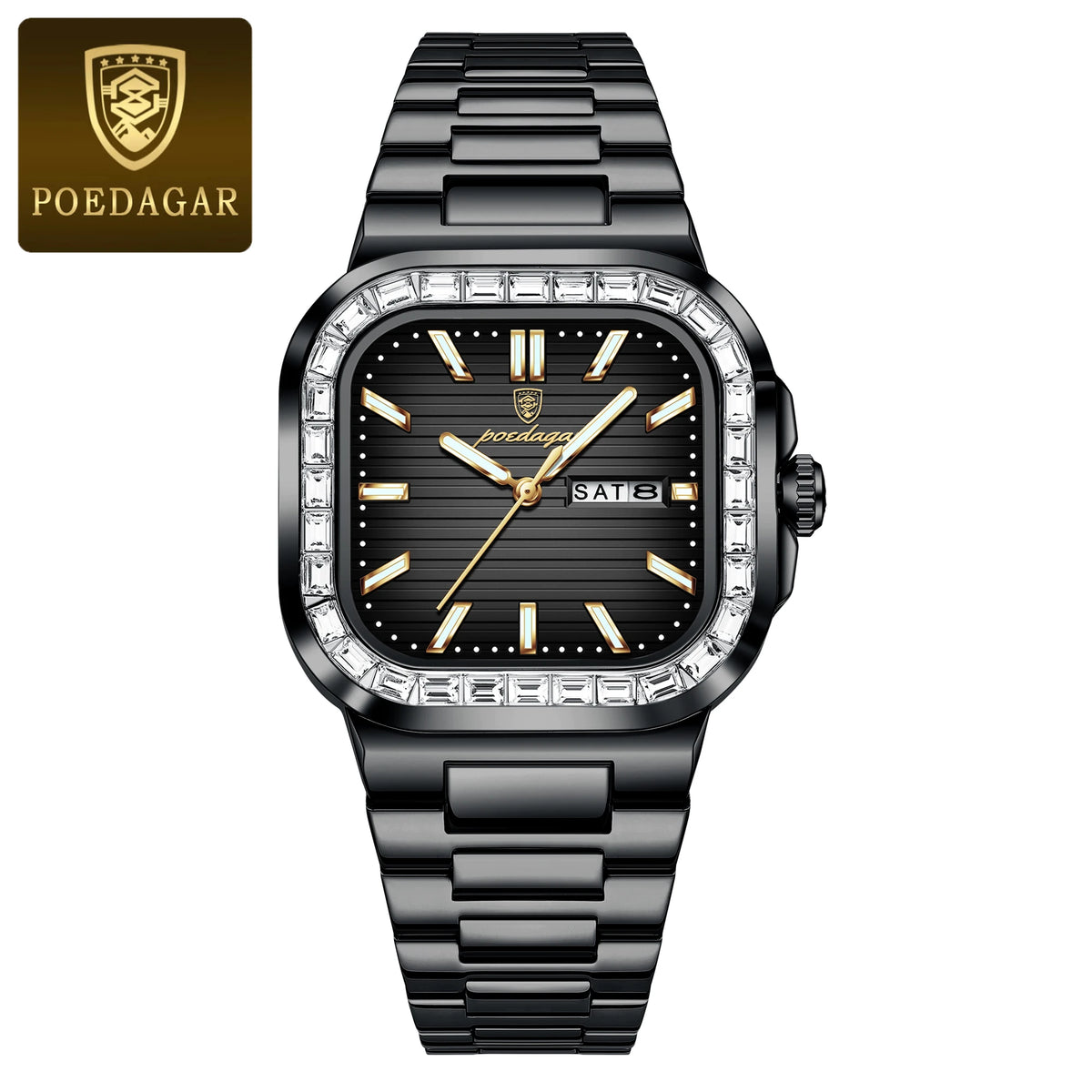 Poedagar 975 Men's Luxury Quartz Watch – Stainless Steel Band, Waterproof, Luminous, Date
