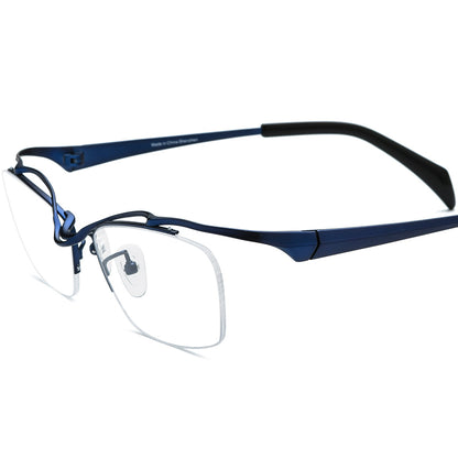 Titanium Square Optical Glasses Frame Designer - Blue - MCROONS