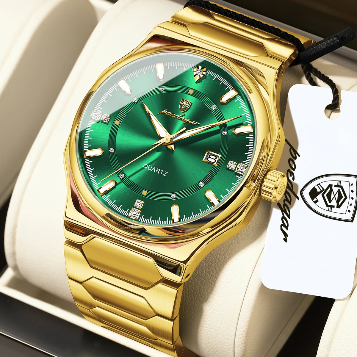Poedagar 967 Men's Luxury Quartz Watch – Stainless Steel Band, Waterproof, Luminous, Date