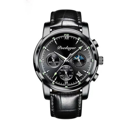 Poedagar 8058 Men's Luxury Quartz Watch – Stainless Steel Band, Waterproof, Luminous, Date