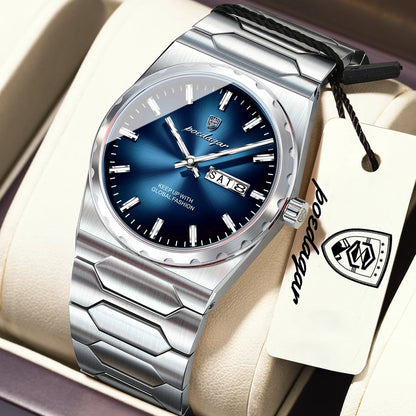Poedagar 847 Men's Luxury Quartz Watch – Stainless Steel Band, Waterproof, Date
