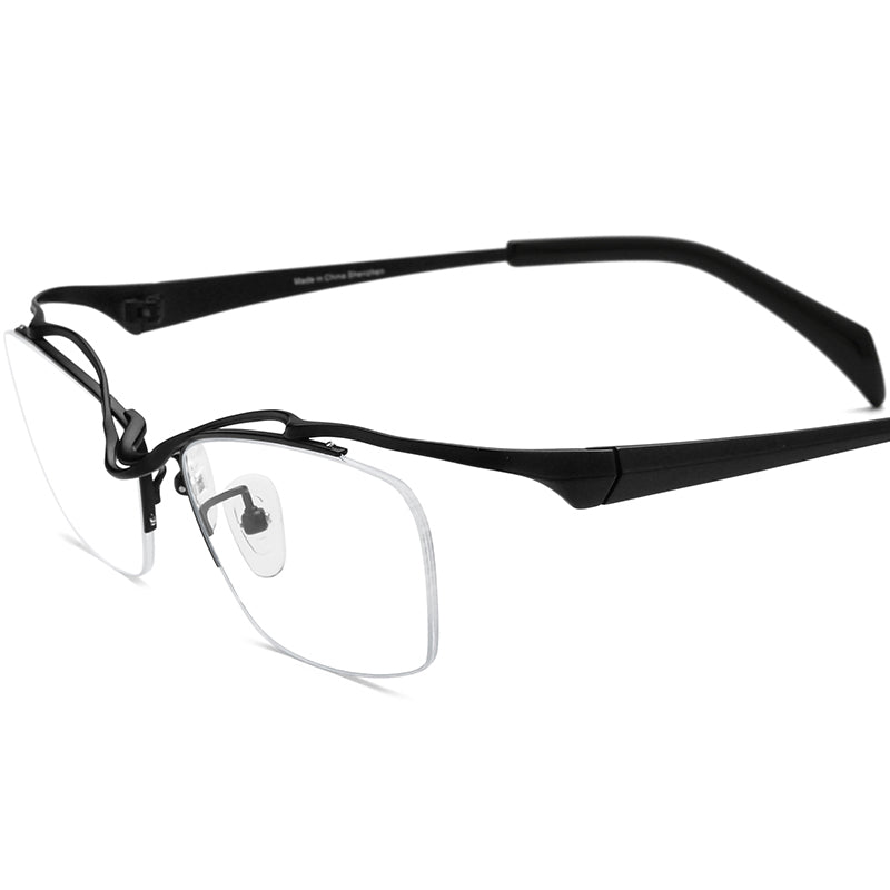 Titanium Square Optical Glasses Frame Designer - Black - MCROONS