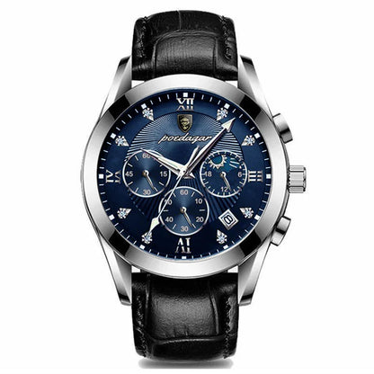 Poedagar 8208 Men's Luxury Quartz Watch – Stainless Steel Band, Waterproof, Luminous, Date