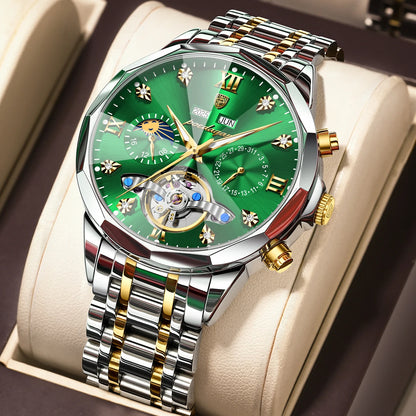 Poedagar 1422 Men's Luxury Automatic Mechanical Watch – Stainless Steel Band, Waterproof, Luminous, Date