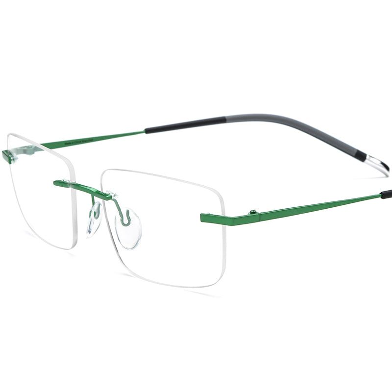 Ultralight Titanium Rimless Square Optical Glasses - Green - MCROONS