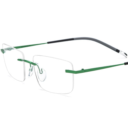 Ultralight Titanium Rimless Square Optical Glasses - Green - MCROONS