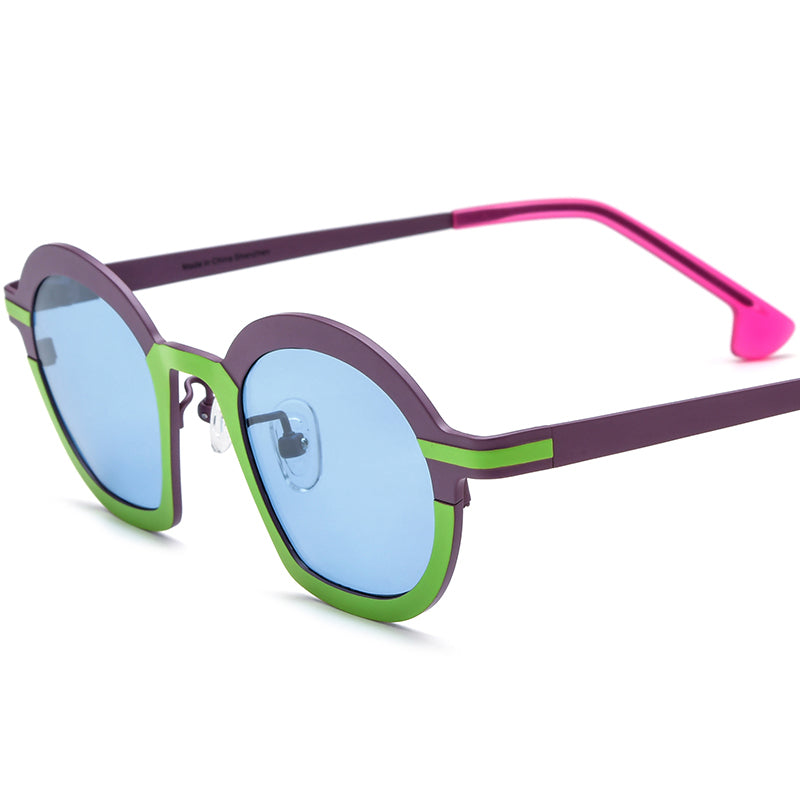 Colourful Titanium Cat Eye Polarised Sunglasses Fashion - Green Purple - MCROONS